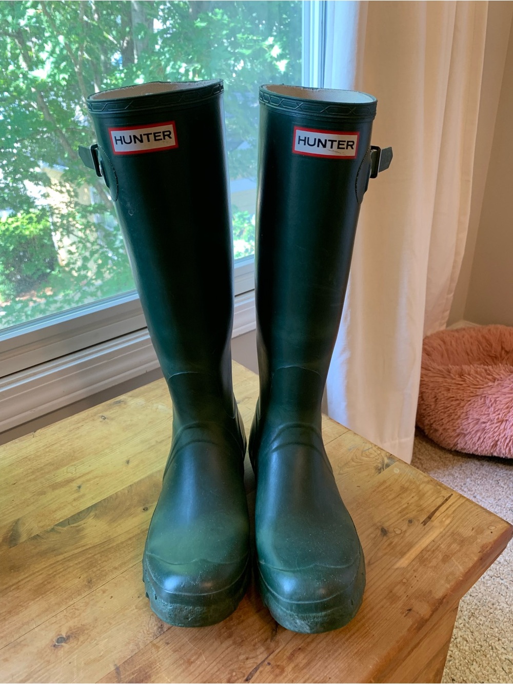 Vintage tall Hunter Wellington boots in traditional green - 7